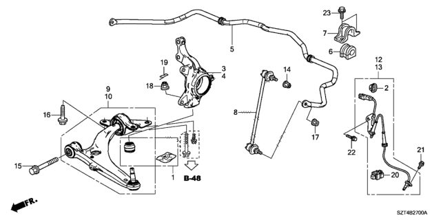 2011 Honda CR-Z Lower Arm Assembly, Right Front Diagram for 51350-SZT-A02