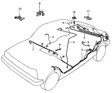 1983 Honda Civic Wire Harness, Trunk Room Side Diagram for 32108-SA8-671