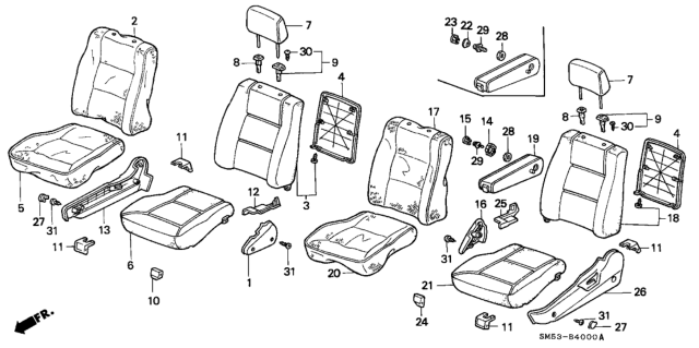 1991 Honda Accord Cover, Left Front Seat-Back Trim (Palmy Blue) Diagram for 81521-SM5-A11ZC