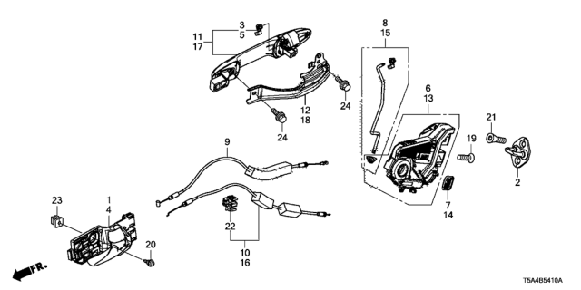 2015 Honda Fit Rear Door Locks - Outer Handle Diagram