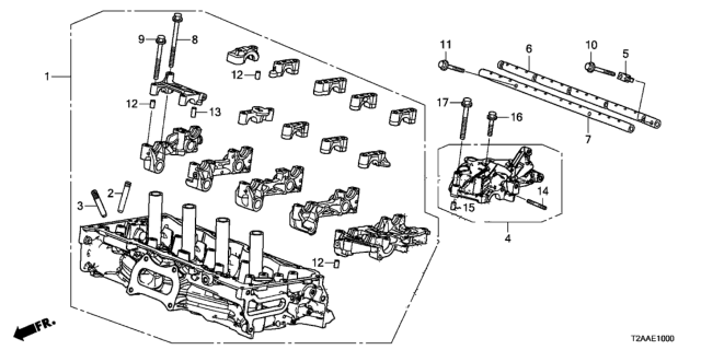 2017 Honda Accord Cylinder Head Assembly Diagram for 12100-RDF-A00