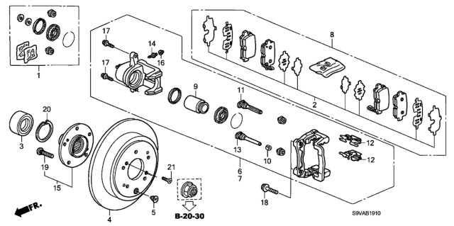 2008 Honda Pilot Caliper Sub-Assembly, Right Rear (Reman) Diagram for 43018-S3V-A00RM