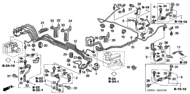 2003 Honda Accord Pipe U, Brake Diagram for 46374-SDA-A50