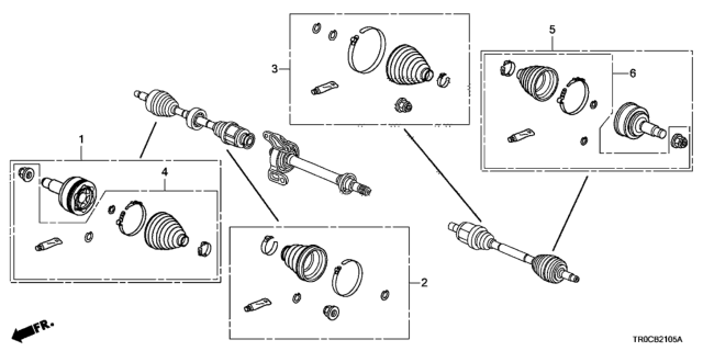 2015 Honda Civic Front Driveshaft Set Short Parts Diagram