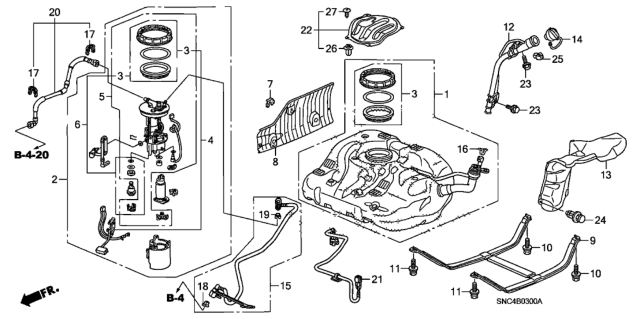 2008 Honda Civic Module Assembly, Fuel Pump Diagram for 17045-SNC-L02