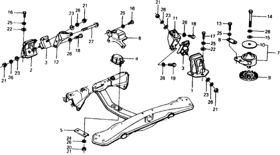 1975 Honda Civic Rubber A, Mounting Diagram for 50823-634-941