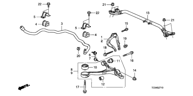 2010 Honda Accord Arm, Right Front (Lower) Diagram for 51350-TE1-A00