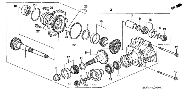 2006 Honda Element Gear Set, Transfer Hypoid Diagram for 29210-PRW-000