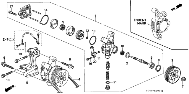 1996 Honda Civic Pump Sub-Assembly, Power Steering (Indent Mark K) Diagram for 56110-P2A-961