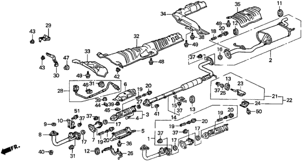 1997 Honda Accord Muffler Set, Exhuast Diagram for 18030-SV5-506