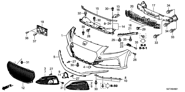 2016 Honda CR-Z Beam, R. FR. Bumper (Upper) Diagram for 71140-SZT-J51