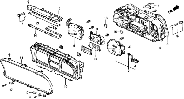 1989 Honda Civic Tachometer Assembly (Denso) Diagram for 78125-SH3-A04