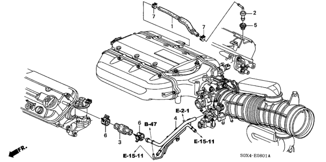 2003 Honda Odyssey Tube, Breather Diagram for 17136-P8F-A30