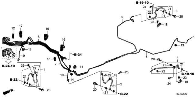 2019 Honda Ridgeline Pipe D, Brake Diagram for 46340-T6Z-A01