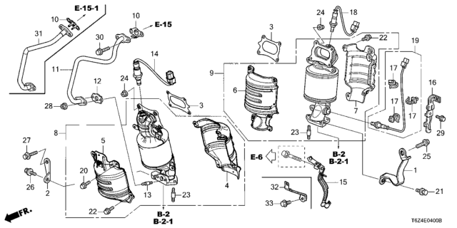 2020 Honda Ridgeline Converter Assy., FR. Primary Diagram for 18180-5MJ-A00