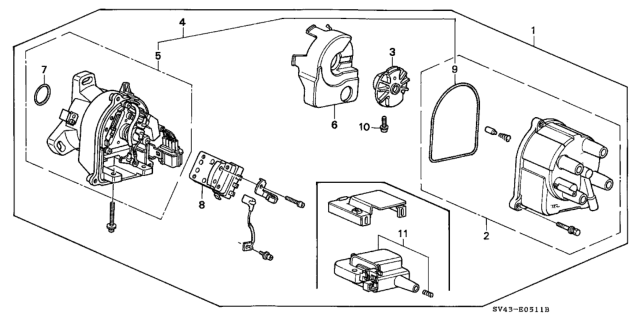 1997 Honda Accord Distributor Assembly (Td-76U) (Tec) Diagram for 30100-P0B-A01