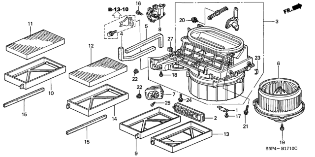 2001 Honda Civic Motor Assembly, Fresh/Recirculating Diagram for 79350-S5D-A01