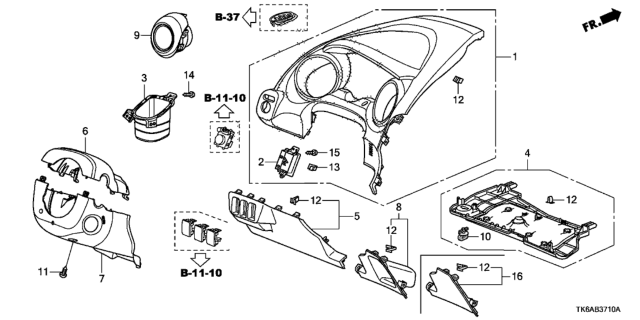 2013 Honda Fit Instrument Panel Garnish (Driver Side) Diagram