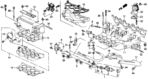 1990 Honda Prelude Regulator Assembly, Pressure Diagram for 16740-PK2-005