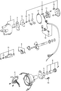 1982 Honda Accord Distributor Components (Hitachi) Diagram