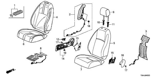 2019 Honda Civic Cover, Right Front Seat Cushion Trim (Cashmere Ivory) Diagram for 81131-TEG-A32ZA