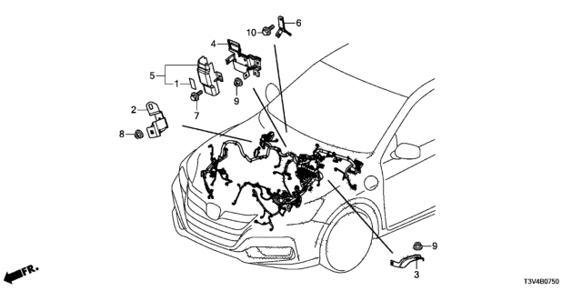 2014 Honda Accord Bracket, Engine Room Wire Harness (R) Diagram for 32206-T3V-A00