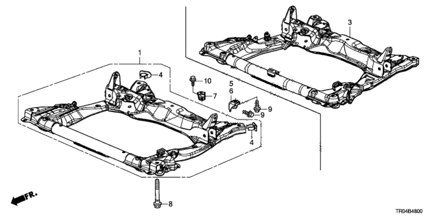 2012 Honda Civic Stiffener, Steering Rack Diagram for 50290-TR0-A00