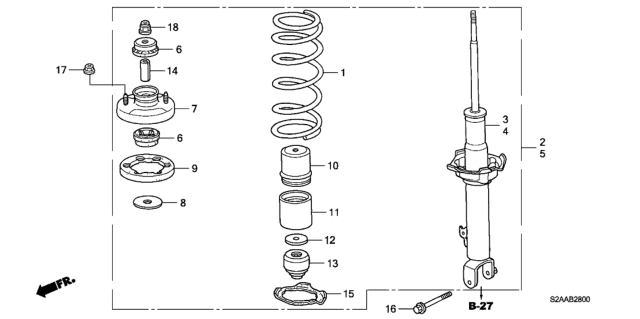 2009 Honda S2000 Shock Absorber Assembly, Right Front Diagram for 51610-S2A-S11