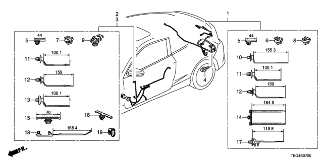 2016 Honda Civic Wire Harn, Door Door Diagram for 32751-TBG-A00