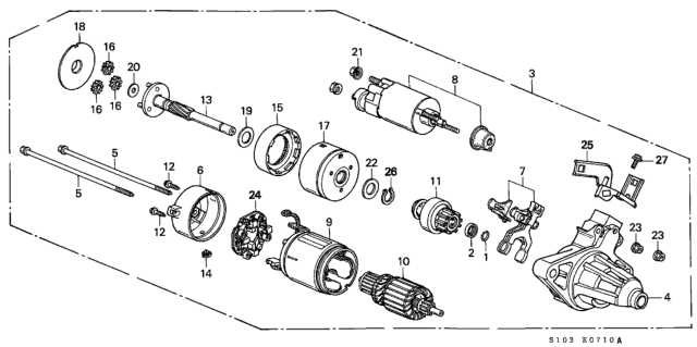 2000 Honda CR-V Starter Motor (Denso) Diagram