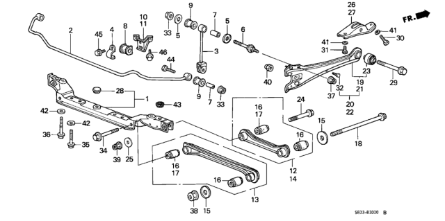 1989 Honda Accord Arm A, Right Rear (Lower) Diagram for 52350-SE0-A05