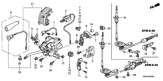 2006 Honda CR-V Bracket Set, Select Lever *NH438L* (RING SILVER) Diagram for 54200-S9A-A51ZA
