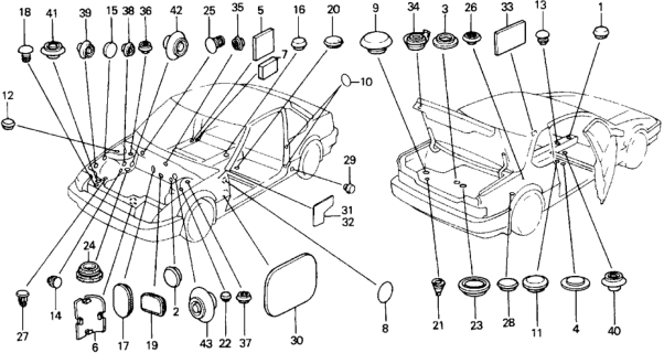 1988 Honda Prelude Seal, L. FR. Pillar (Lower) (Inner) Diagram for 91617-SF1-000