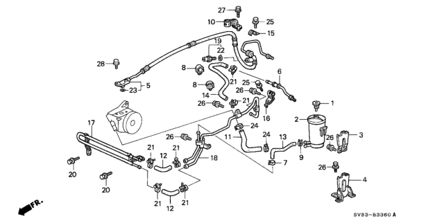 1994 Honda Accord P.S. Hoses - Pipes Diagram