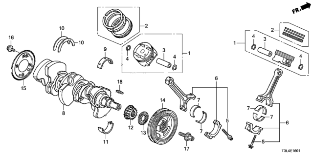 2013 Honda Accord Crankshaft Complete Diagram for 13310-5G0-A00