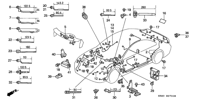 1993 Honda Civic Wire Harness, Engine Room Diagram for 32200-SR8-A40