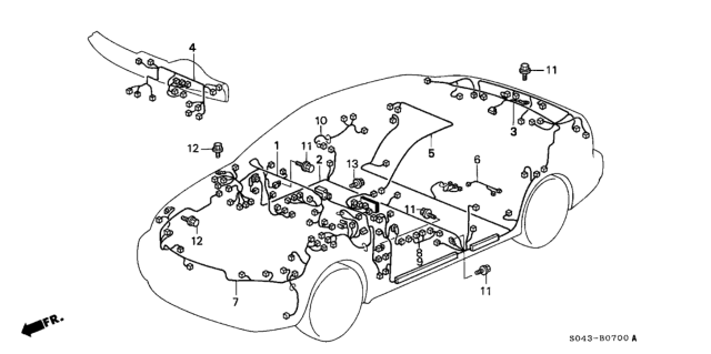 1996 Honda Civic Wire Harness, Instrument Diagram for 32117-S04-A30