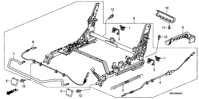 2008 Honda Pilot Middle Seat Components (Driver Side) Diagram