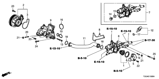 2019 Honda Civic Rubber, Thermostat Mounting Diagram for 19305-5R0-000