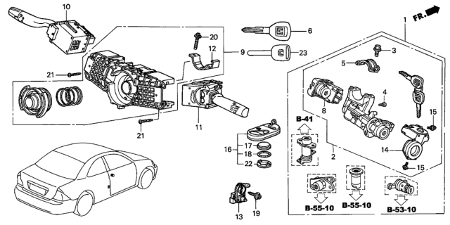 2004 Honda Civic Switch Assembly, Wiper Diagram for 35256-S5A-A02