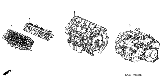 2001 Honda Accord Engine Sub-Assembly, Rear Cylinderhead Diagram for 10005-P8C-A10