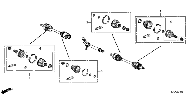 2014 Honda Ridgeline Front Driveshaft Set Short Parts Diagram