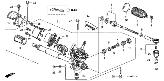 2007 Honda Fit Guide, Steering Rack Diagram for 53417-SLN-A00