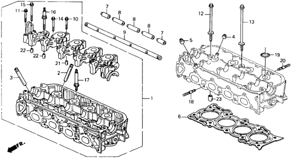 1992 Honda Accord Cylinder Head Assembly Diagram for 12100-PT3-A01