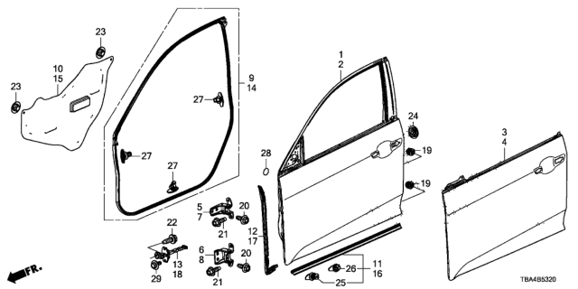 2017 Honda Civic Panel, R. FR. Door (DOT) Diagram for 67010-TBA-A00ZZ