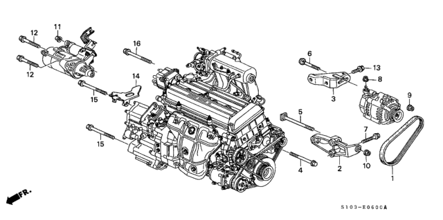 1997 Honda CR-V Alternator Bracket Diagram