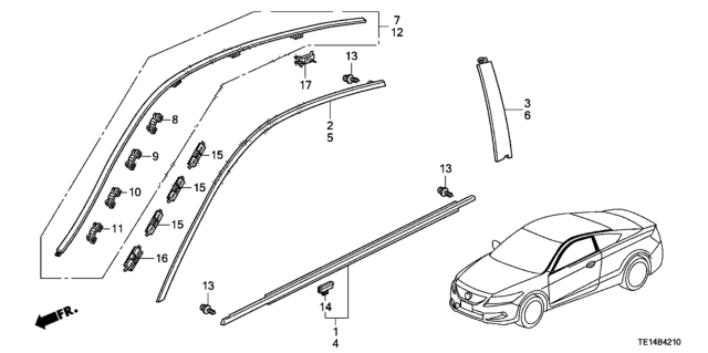2012 Honda Accord Molding Assy., L. Drip Side Diagram for 73162-TE0-A01