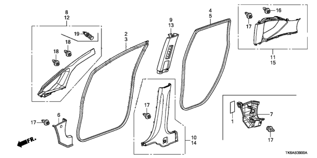 2013 Honda Fit Pillar Garnish Diagram