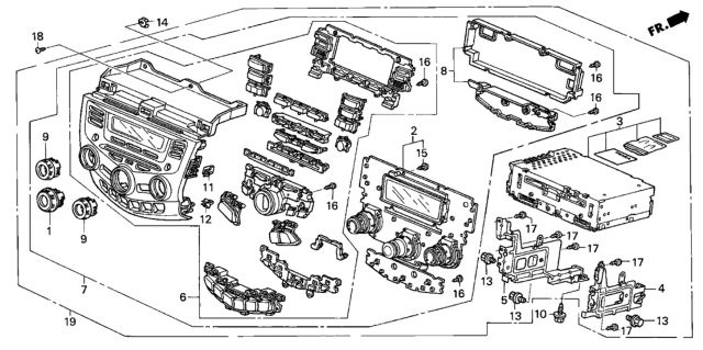 2004 Honda Accord Center Module (Stanley) (Manual Air Conditioner) Diagram
