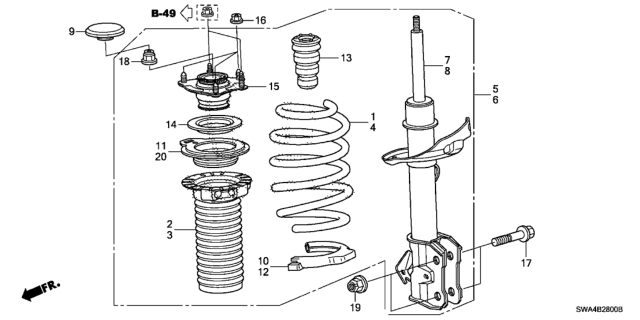 2011 Honda CR-V Rubber, Front Shock Absorber Mounting Diagram for 51920-SWA-A01